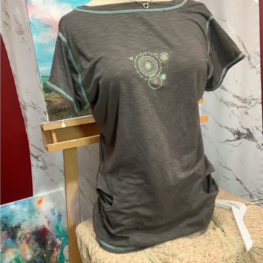 Club Ride Apparel Gray Short Sleeve Tee with Mint Accents and Graphic